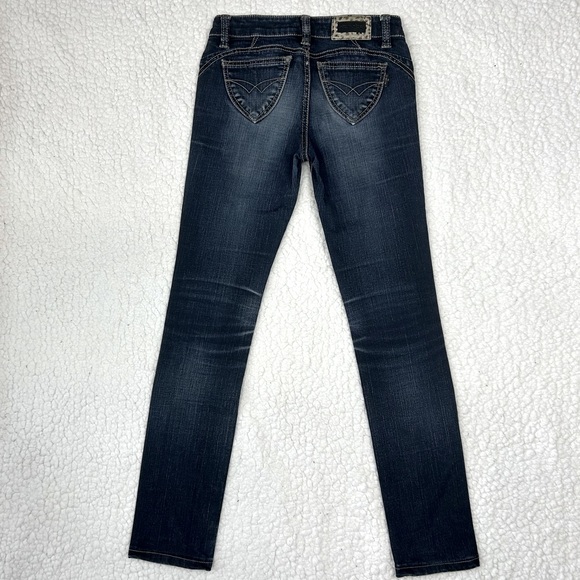 Et Boite Women's Blue Denim Jeans Embroidered Low Rise Skinny Leg Stretch Size M - Picture 2 of 6